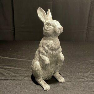 Large Wooden Gray Rabbit Figurine
